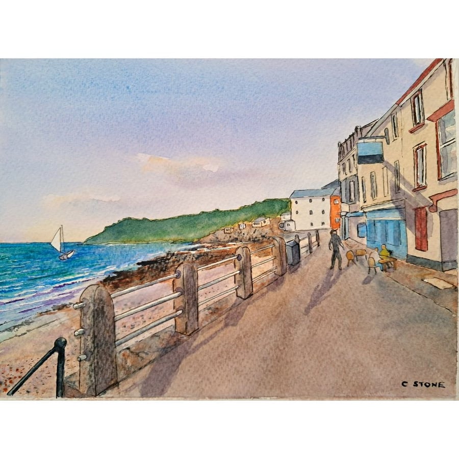 Kingsand Cornwall  Original Watercolour and Ink Painting Mounted