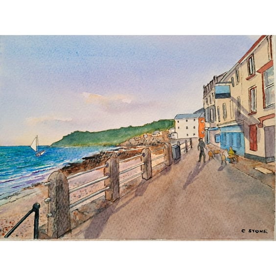 Kingsand Cornwall  Original Watercolour and Ink Painting Mounted