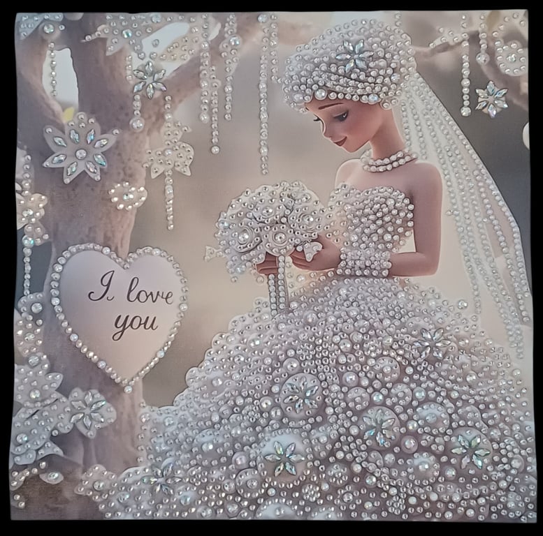 Diamond painted bridal photo