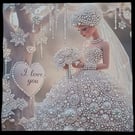 Diamond painted bridal photo