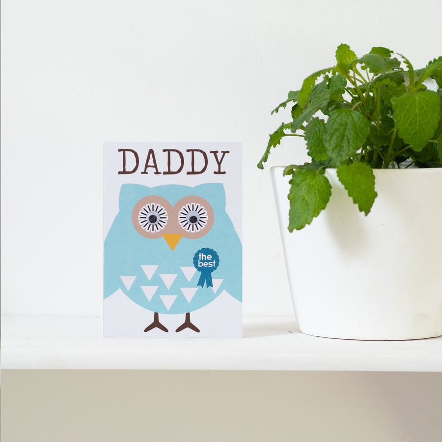 Daddy Card - Greetings Card - Father's Day Card - Daddy Birthday Card - Owl Card