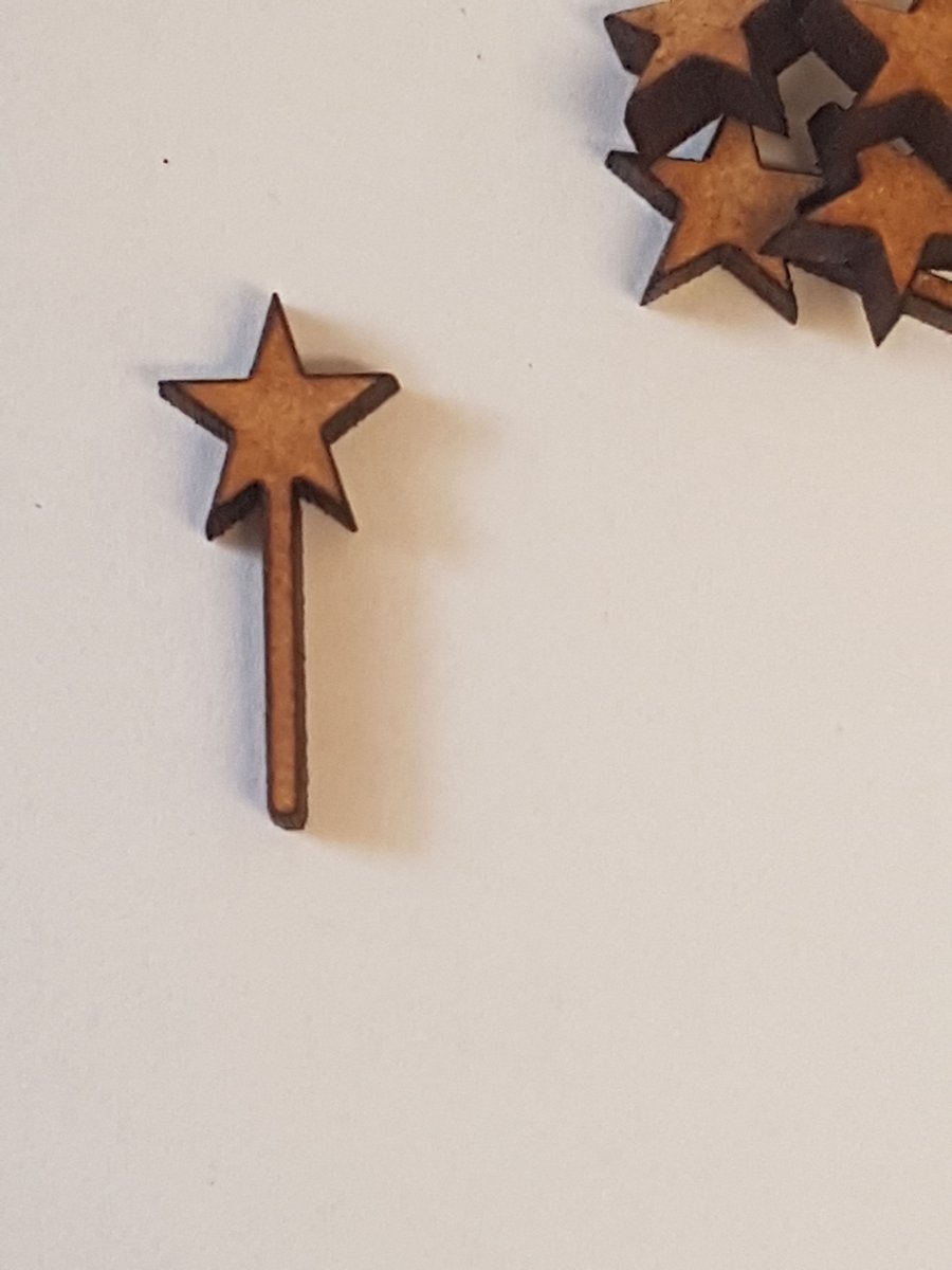 50 x Star Wand 2cm Craft Embellishment MDF Laser cut wooden shape