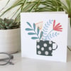 Black Spot Flower Vase Greetings Card