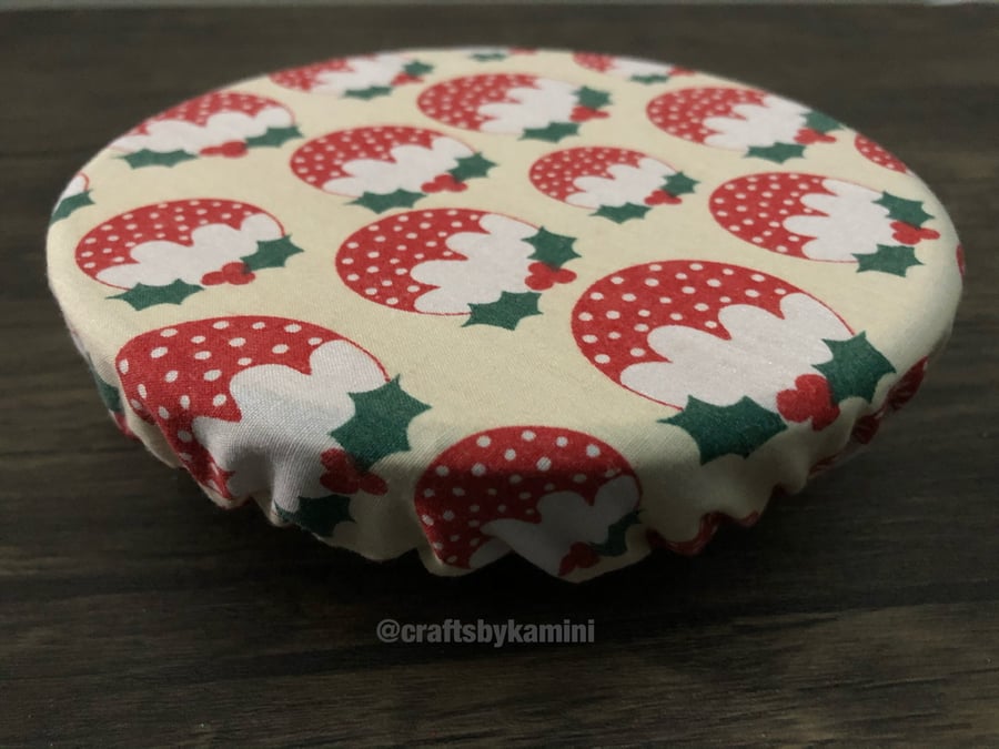 Christmas pudding reuseable cover for bowls, mugs, glasses (P&P included)