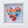 Fused glass cast heart in a box frame 