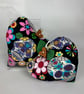 Candy skulls hanging heart set, with loop button and ribbon trim, Handmade - Image 2