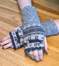Nordic Grey Wrist Warmers Upcycled from Wool Mix Jumpers - Image 1