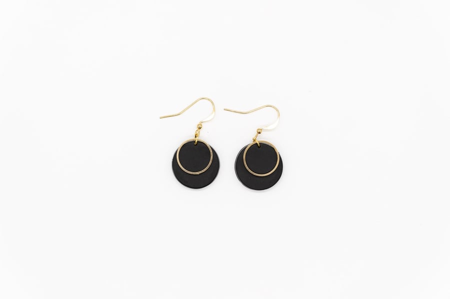 LYNN Statement Earrings in Black and Gold
