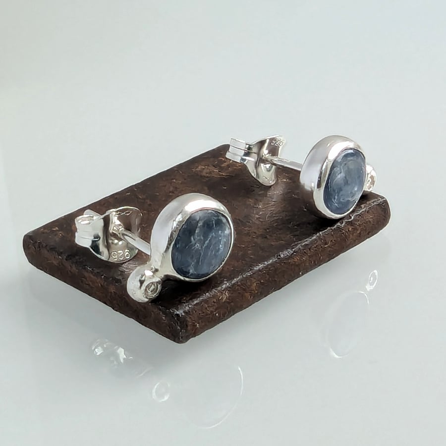 STERLING SILVER Kyanite Stud Earrings, Handmade Urban Jewellery