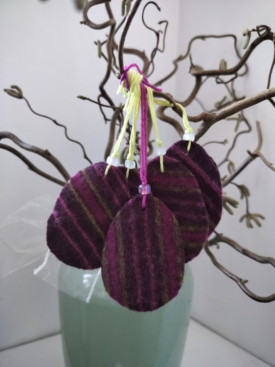 Five felted Easter egg decorations