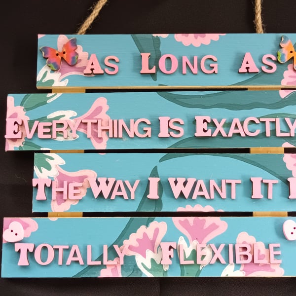 Hand decorated hanging wooden sign 