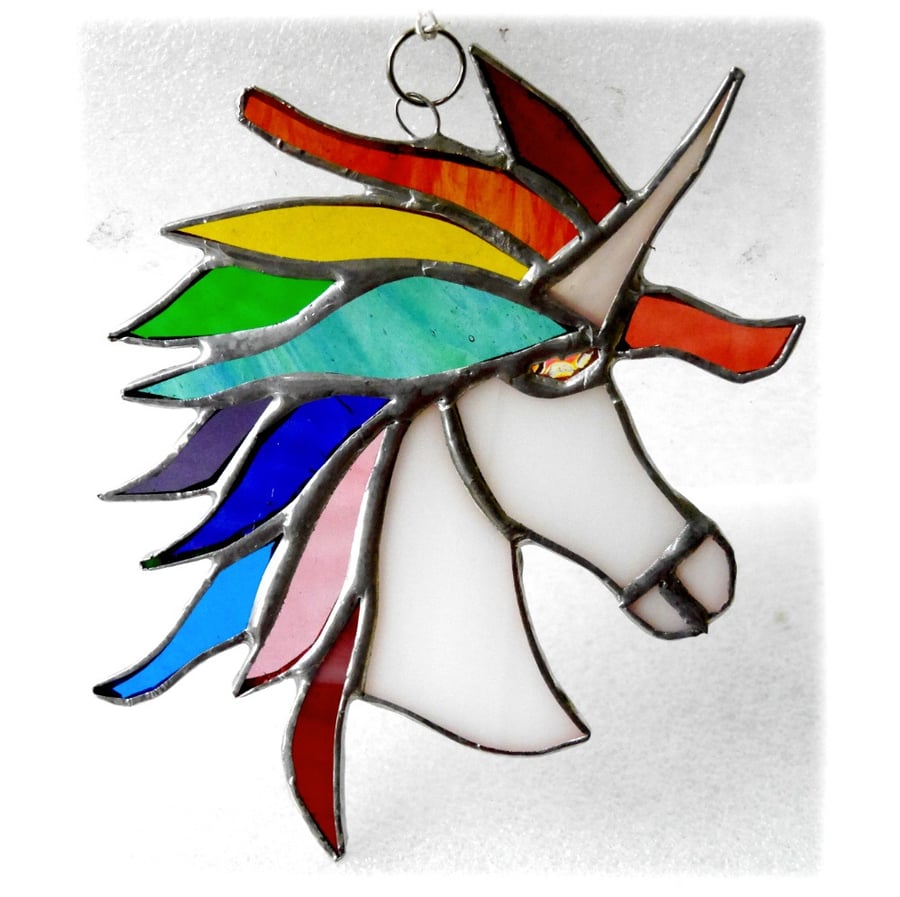 Unicorn Suncatcher Stained Glass Handmade 021 Rainbow