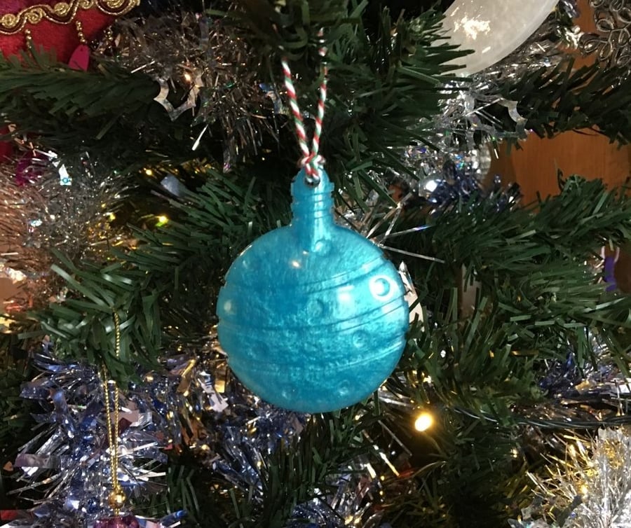 Turquoise blue bauble large Christmas tree decoration