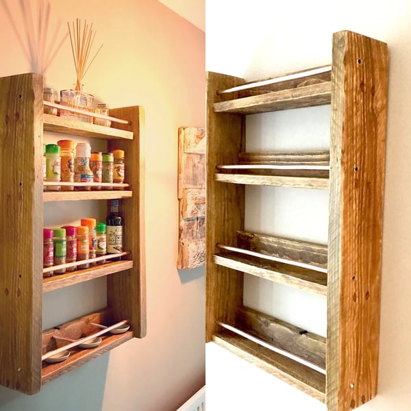 Spice Shelf, Timber and Copper Spice Shelving, Handmade, Rustic, Old Timber, Kit