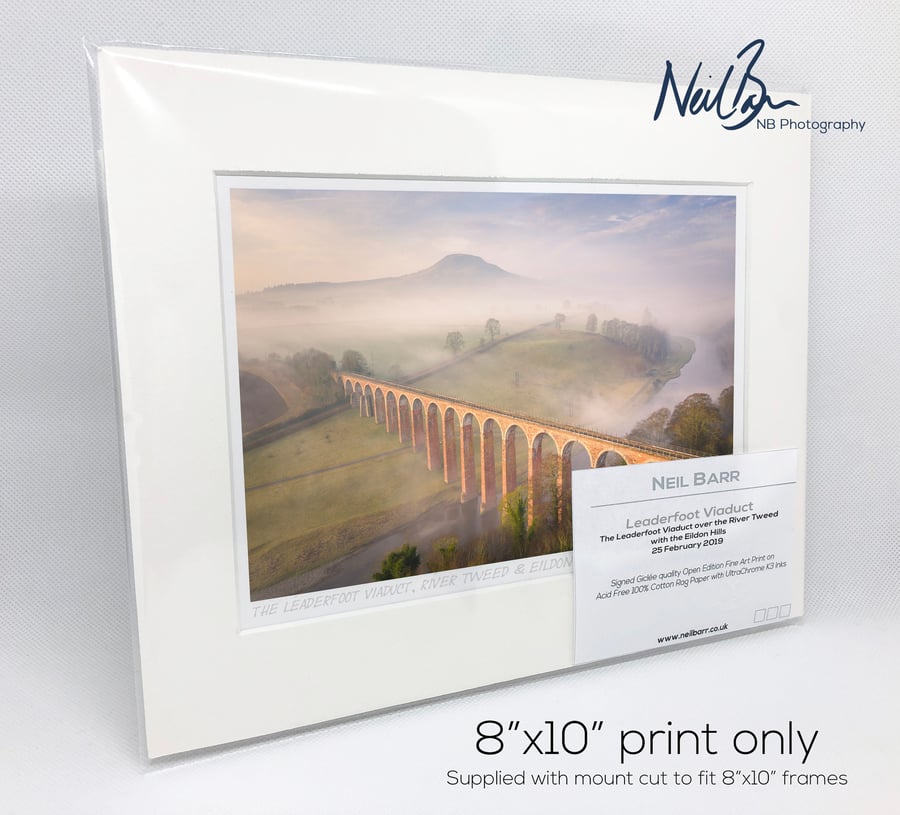 Leaderfoot Viaduct, River Tweed & Eildon Hills - A5 (10" x 8") Unframed Print