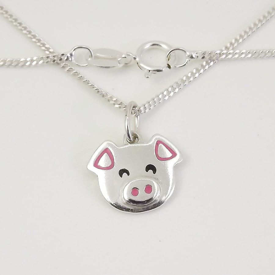 Pig Pendant (Small), Silver Farm Animal Jewellery, Handmade Piglet Gift