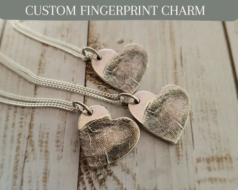 Fingerprint Heart Necklace: Sterling Silver Personalised Charm