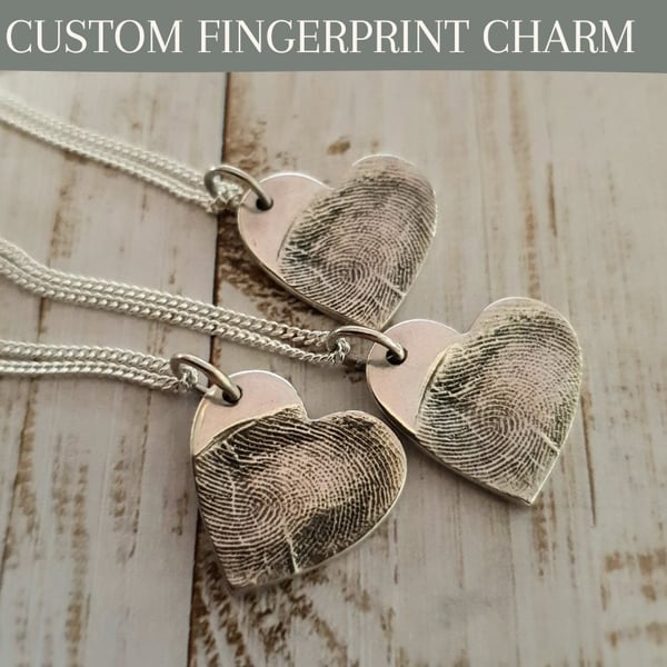 Fingerprint Heart Necklace: Sterling Silver Personalised Charm