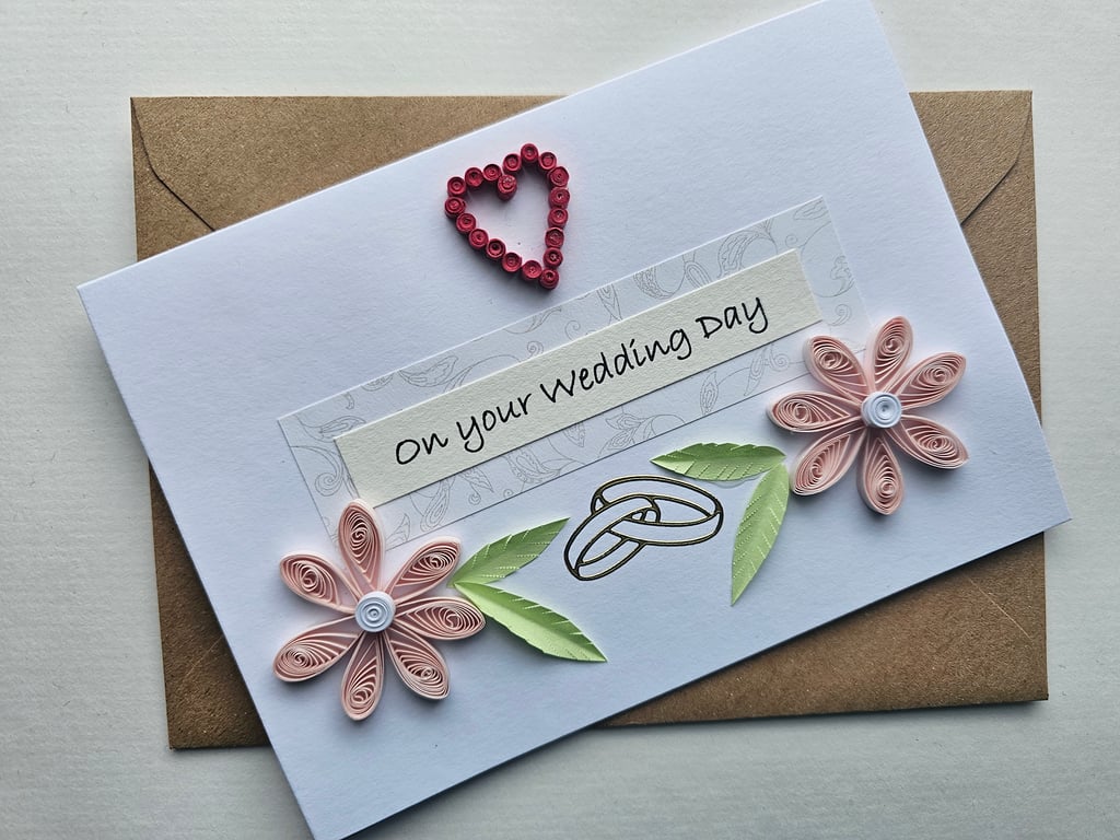 Quilled Perfectly Imperfect Wedding Card Size 6" x 4" 