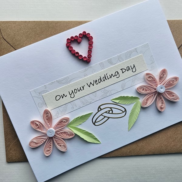 Quilled Perfectly Imperfect Wedding Card Size 6" x 4" 