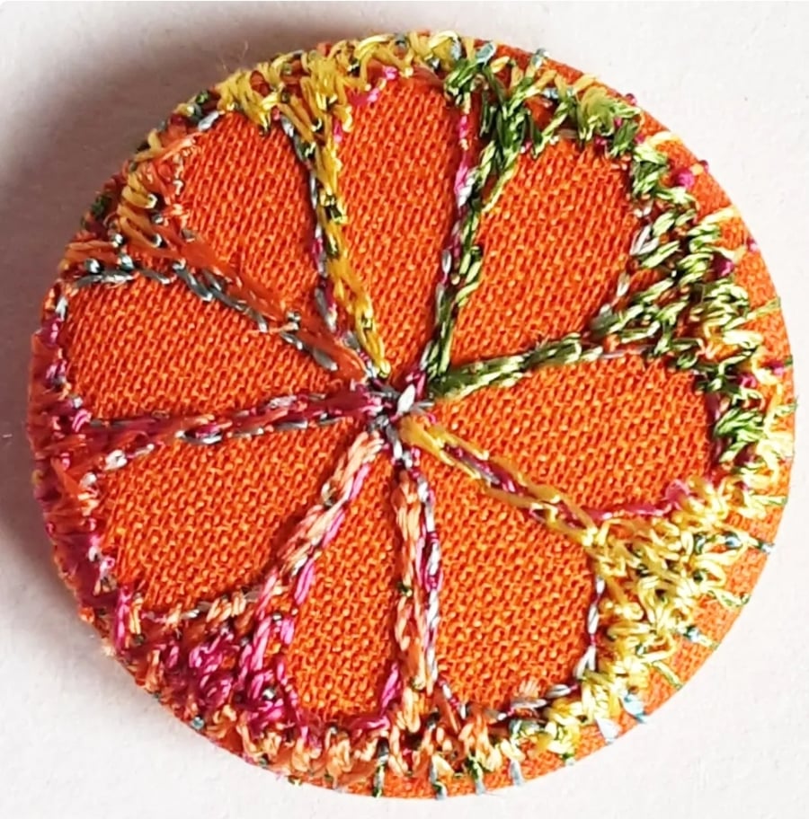 Buttons 1 inch button Hand Dyed Silks and Cottons Free Machine Embroidery Button