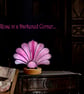 Rose Pink Stained Glass Fan Lamp - Fully wired on Wooden base - Image 4