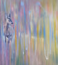 Looking Beyond is a vibrantly coloured semi abstract deer painting