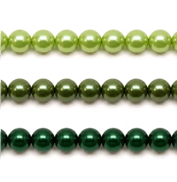 8mm Green Glass Pearl Beads  Jewellery Making, Wedding Bridal Pearls