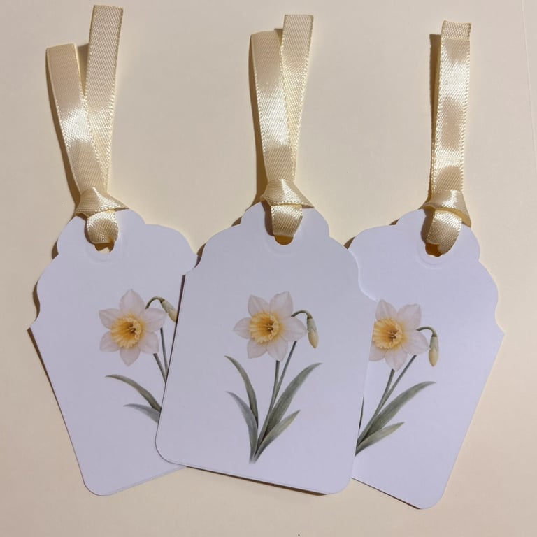 Daffodil Birth Flower Gift Tags - Set of 3 Botanical March Flower Tags