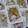 golden summer skull - original illustration aceo