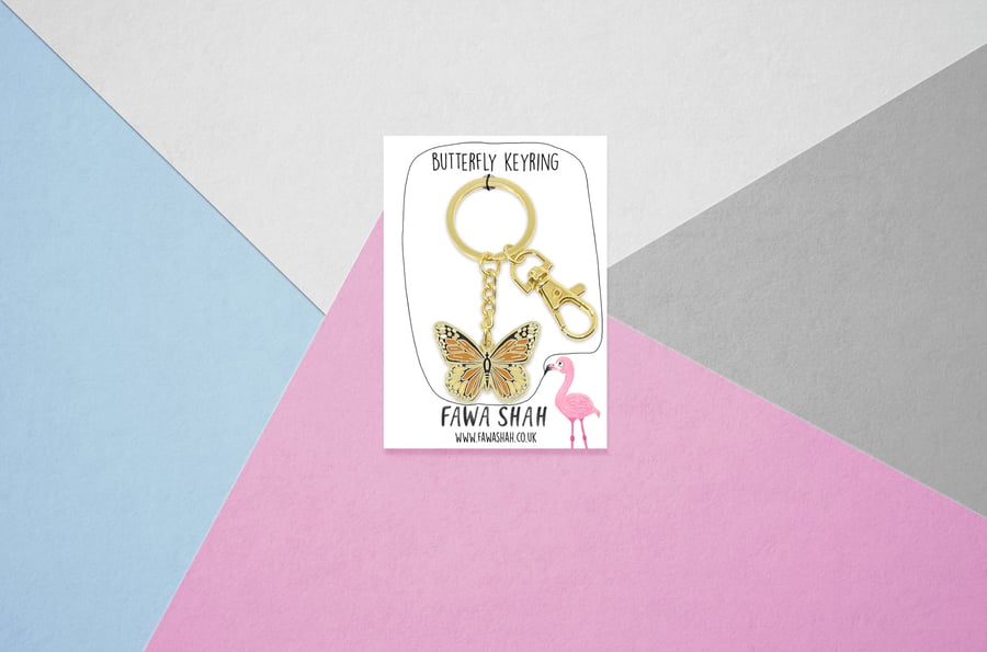 Monarch Butterfly Keyring - Hard Enamel - Jewellery
