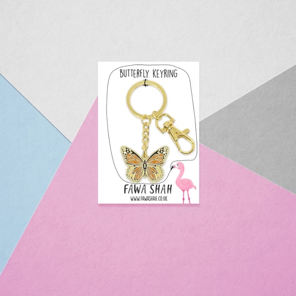 Monarch Butterfly Keyring - Hard Enamel - Jewellery