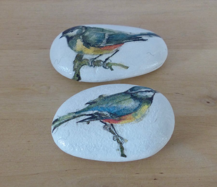 Decoupaged 'Bird' Pebbles