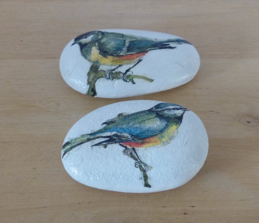 Decoupaged 'Bird' Pebbles