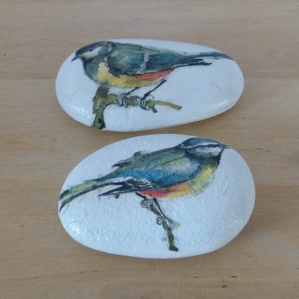 Decoupaged 'Bird' Pebbles