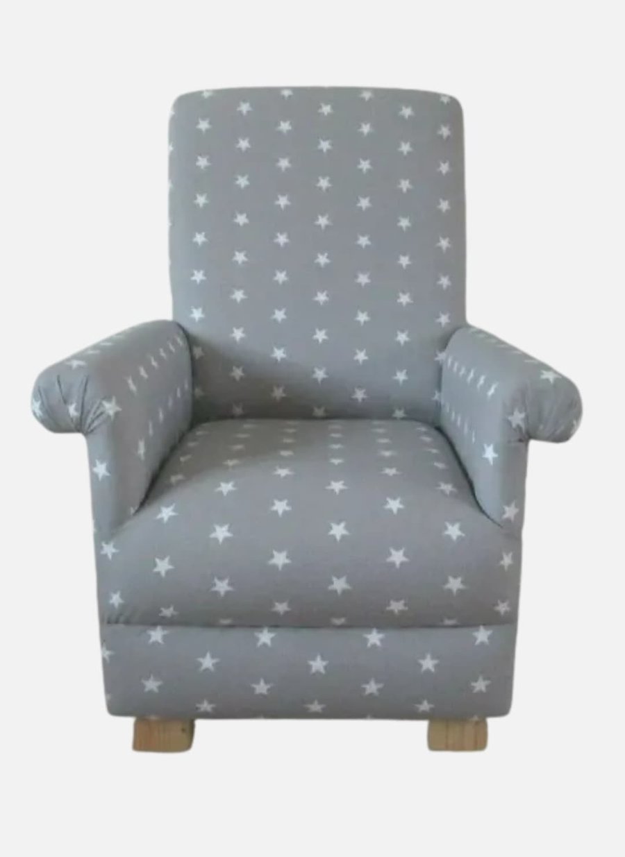 Kids Grey Stars Fabric Chair Children's Armchair White Starry Boys Girls Seat 