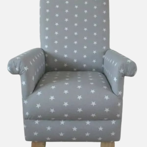 Kids Grey Stars Fabric Chair Children's Armchair White Starry Boys Girls Seat 