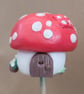 Red attic room  mushroom Fairy home House plant pot ornament - Pot Pal - Image 1