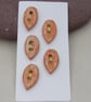 5 Small Leaf Shaped Terracotta Glazed Ceramic Buttons - Image 1