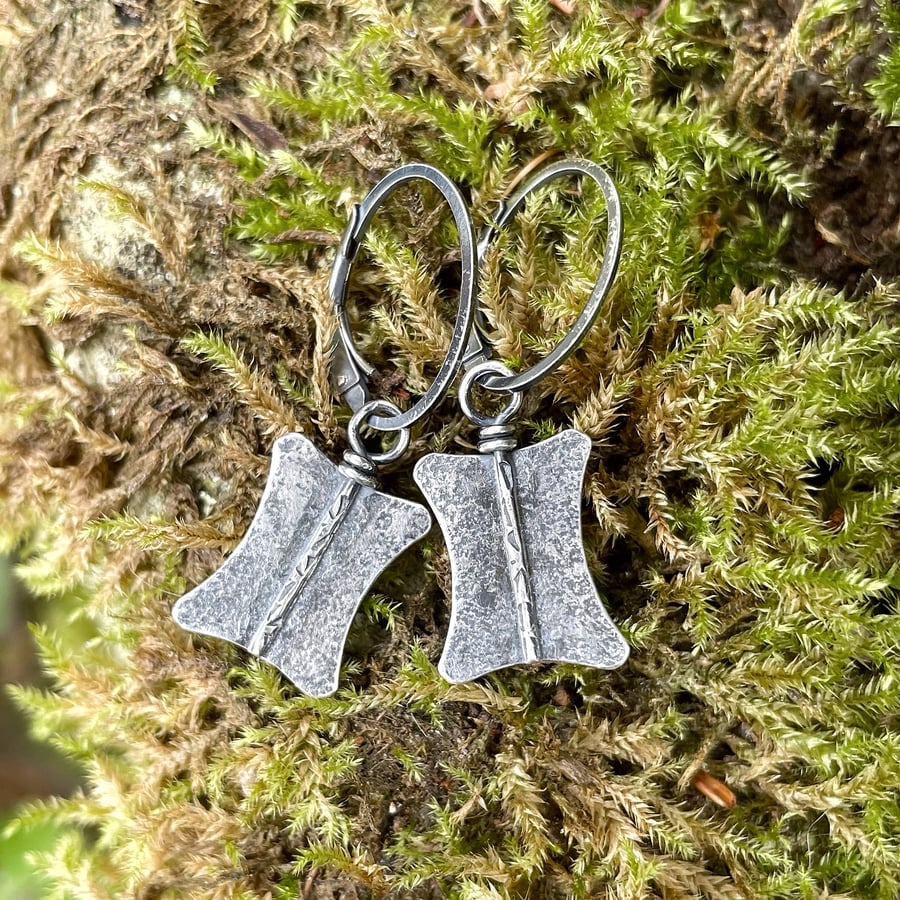 Oxidised silver small dangly earrings