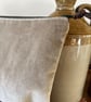Linen and velvet zip pouch with shell buttons and embroidery - Image 7
