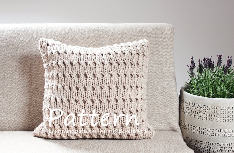 Knitting PATTERN, Hayfield pillow cover, home deco patterns, cushion cover