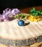 Hypoallergenic Sparkly Blue Adjustable Ring - Silver Stainless Steel