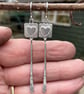 Silver long dangly pendulum earrings with butterflies  - Image 6