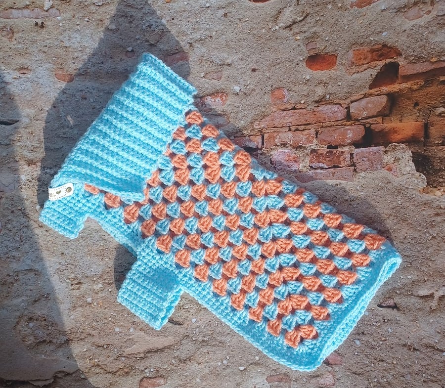 Crochet sweater for small dog, granny square jacket for pet