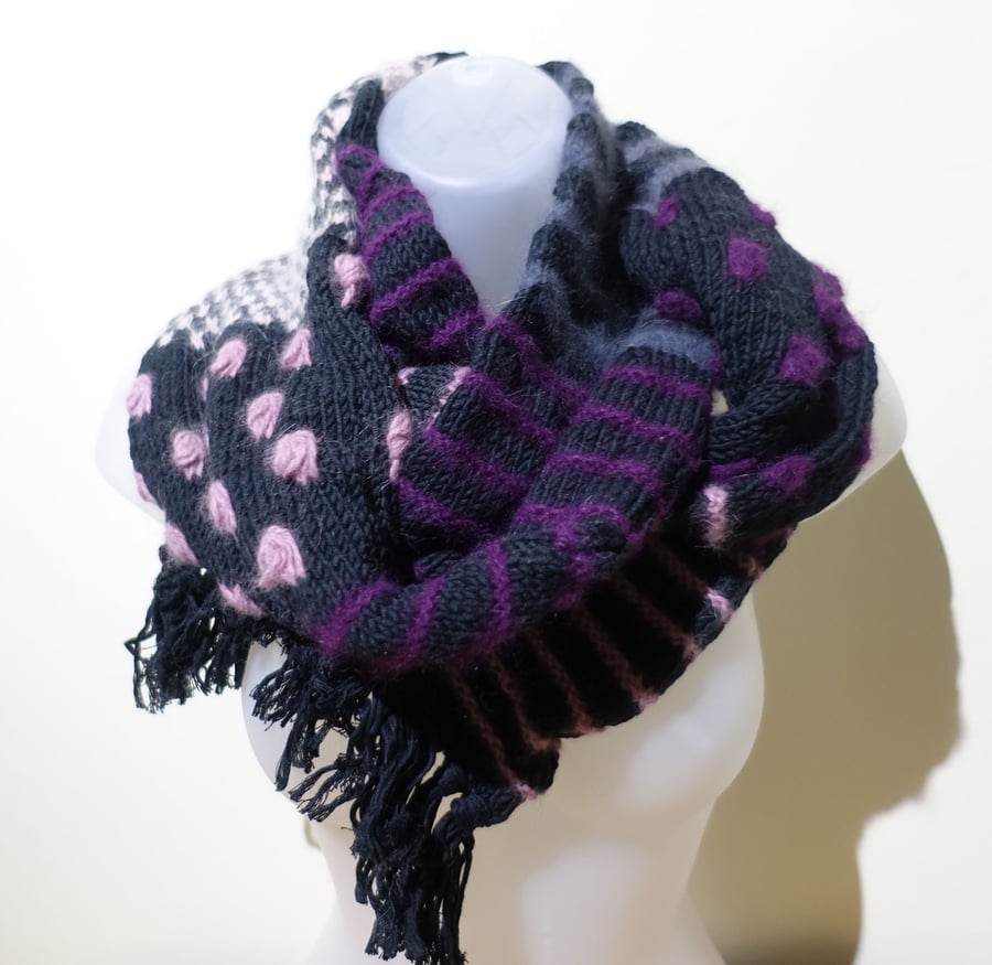 Extra Long Recycled Angora Shetland mix Scarf.  Super warm Neck Wear.