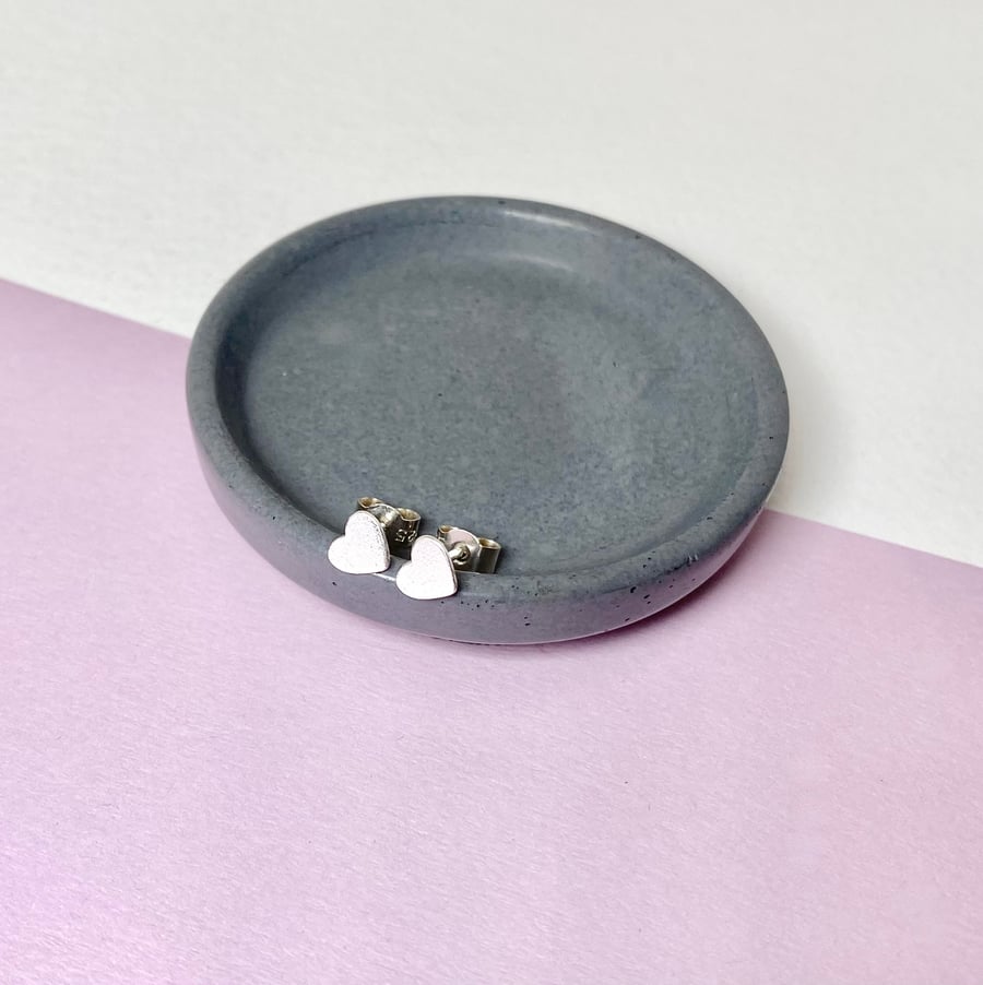 small silver heart studs, girls heart studs, small heart earrings