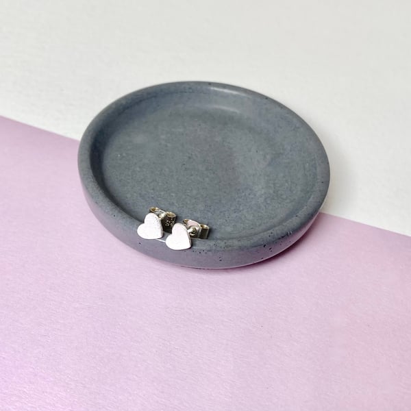 small silver heart studs, girls heart studs, small heart earrings