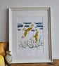 Red Kites original art linoprint handprinted A4 size - Image 5