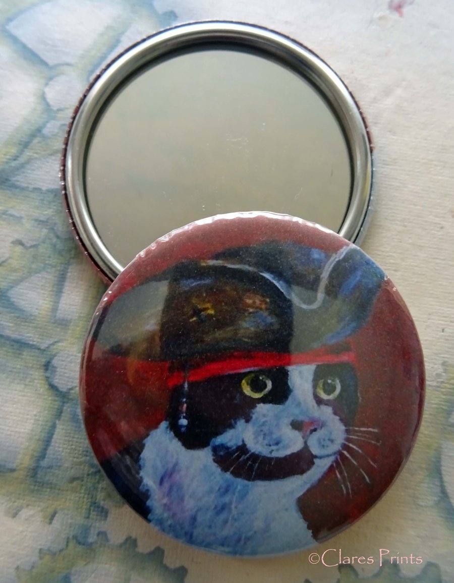 Cat Captain Jack Art 58mm Pocket Mirror Animal Pirate
